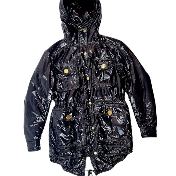 NEW Balmain Black Hooded Padded Glossed-shell Jacket - Picture 8 of 9